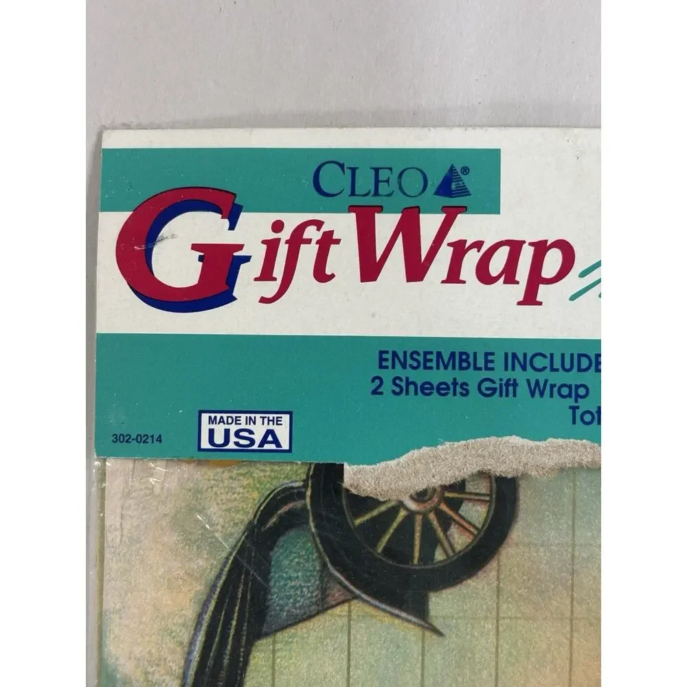 Vtg 90s Cleo Gift Wrap Lot of 2 Sealed Packages Trains Ships Planes Cars Travel